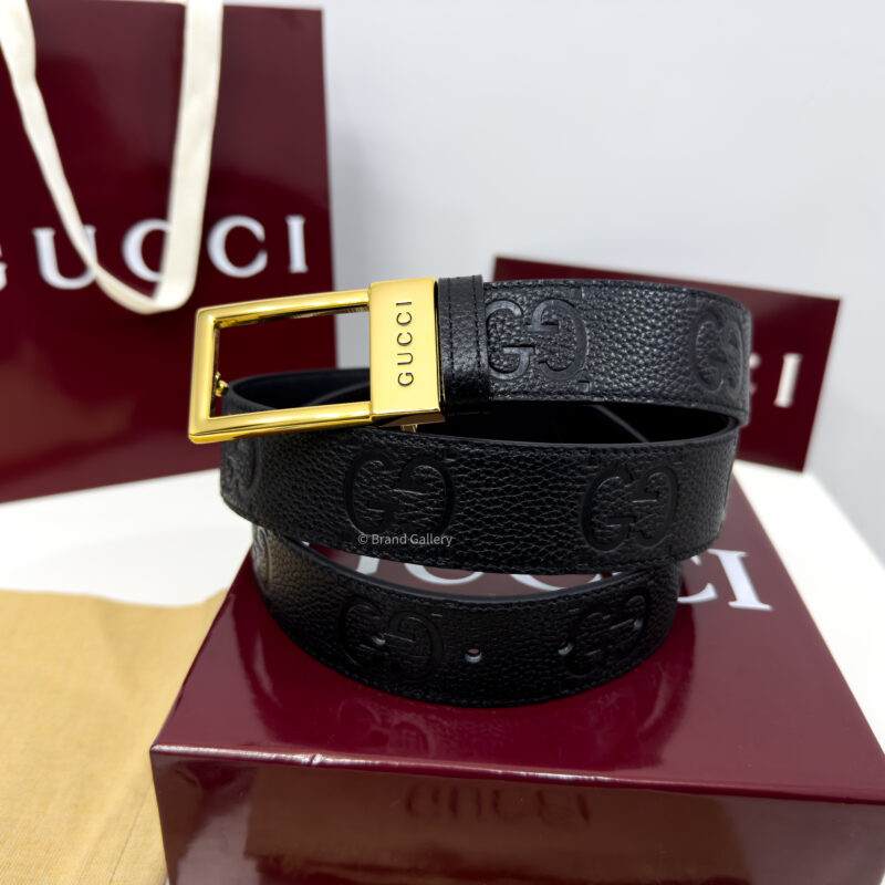 Gucci Rectangular Buckle Black 35mm Leather Belt