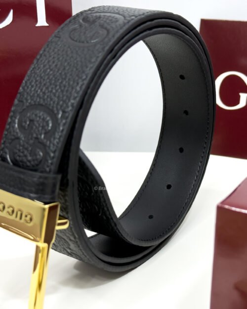 Gucci Rectangular Buckle Black 35mm Leather Belt