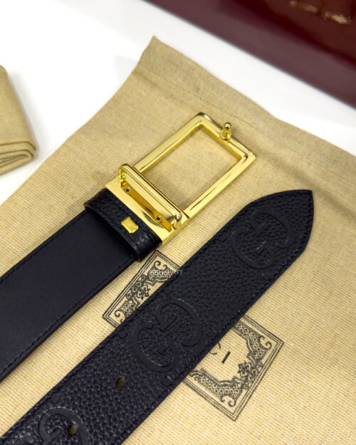 Gucci Rectangular Buckle Black 35mm Leather Belt