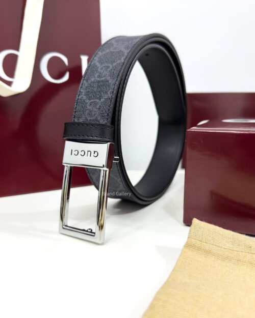 Gucci Rectangular Buckle Blue-Grey 35mm Leather Belt