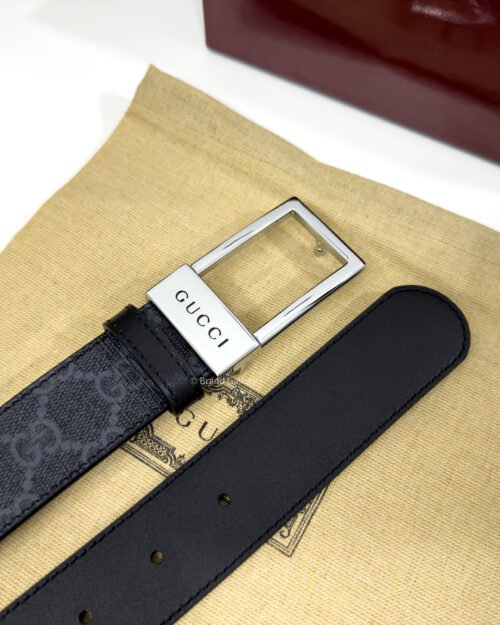 Gucci Rectangular Buckle Blue-Grey 35mm Leather Belt