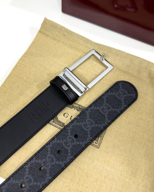 Gucci Rectangular Buckle Blue-Grey 35mm Leather Belt