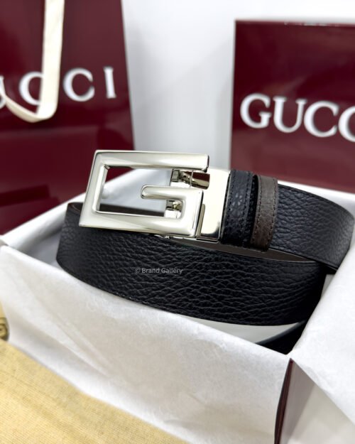 Gucci G Buckle Black/Brown 35mm Reversible Leather Belt
