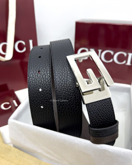 Gucci G Buckle Black/Brown 35mm Reversible Leather Belt