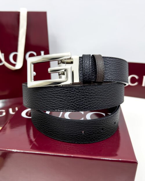 Gucci G Buckle Black/Brown 35mm Reversible Leather Belt