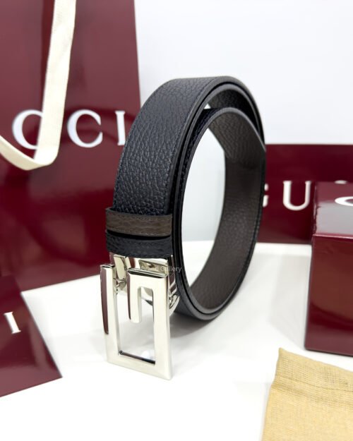 Gucci G Buckle Black/Brown 35mm Reversible Leather Belt