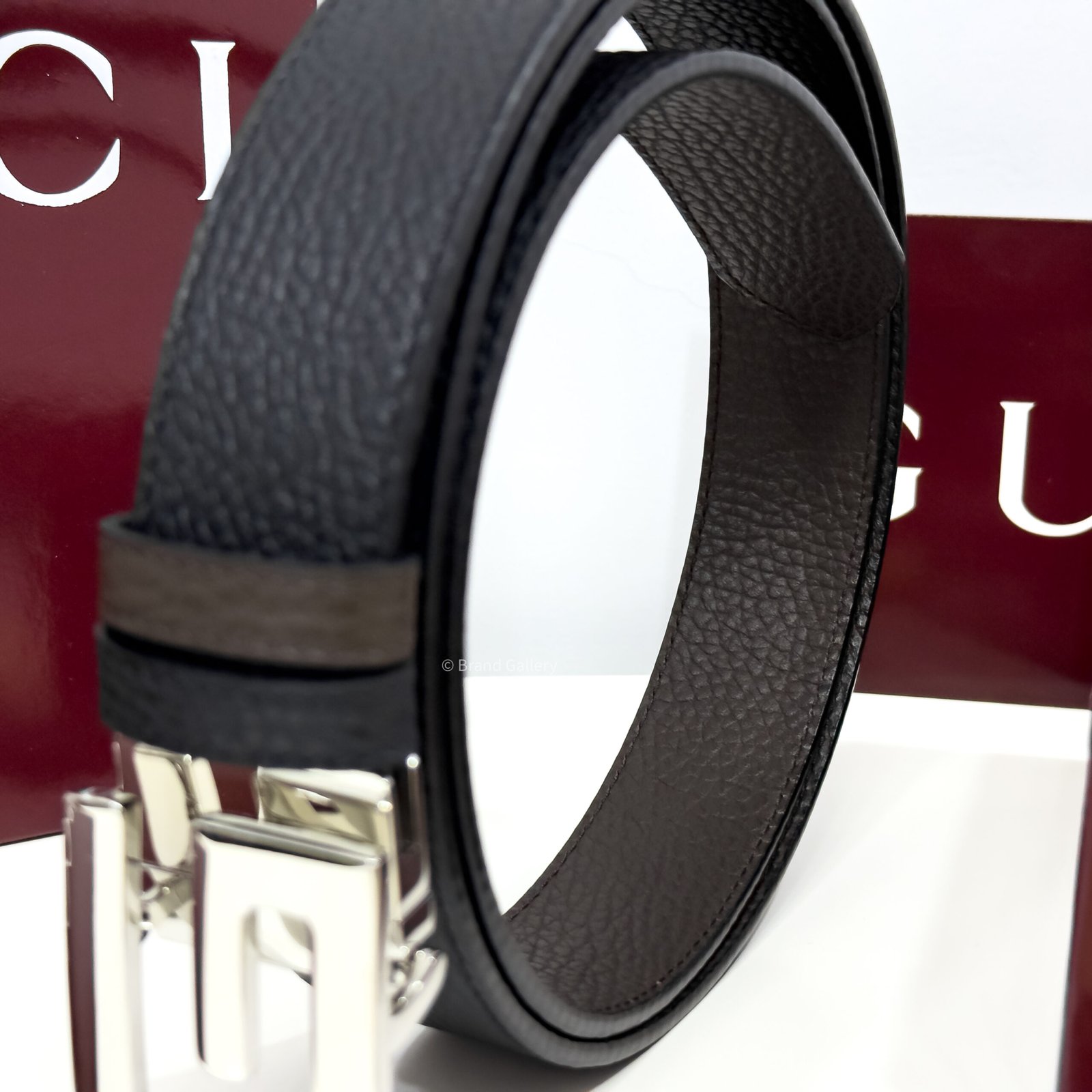 Gucci G Buckle Black/Brown 35mm Reversible Leather Belt