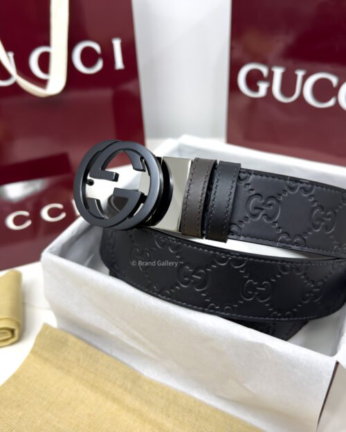 Gucci GG Buckle Black/Brown 38mm Reversible Leather Belt