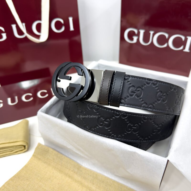 Gucci GG Buckle Black/Brown 38mm Reversible Leather Belt