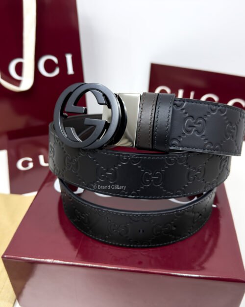 Gucci GG Buckle Black/Brown 38mm Reversible Leather Belt