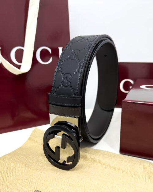 Gucci GG Buckle Black/Brown 38mm Reversible Leather Belt