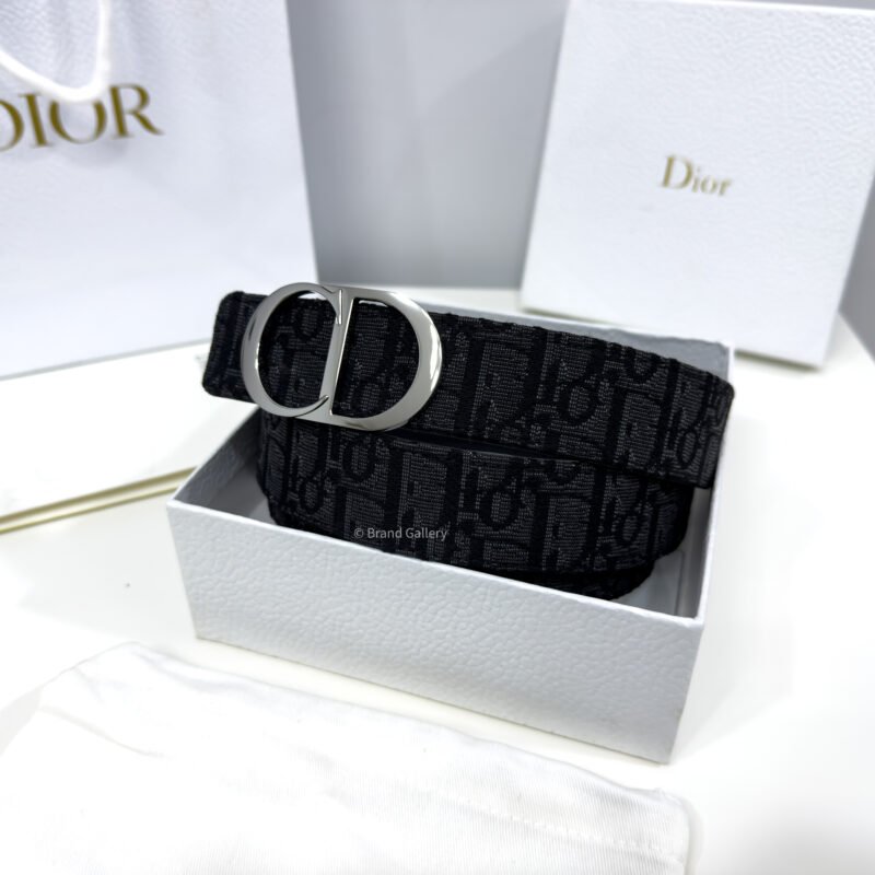 Dior Black Oblique Jacquard 35mm Reversible Belt