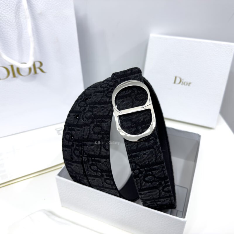Dior Black Oblique Jacquard 35mm Reversible Belt