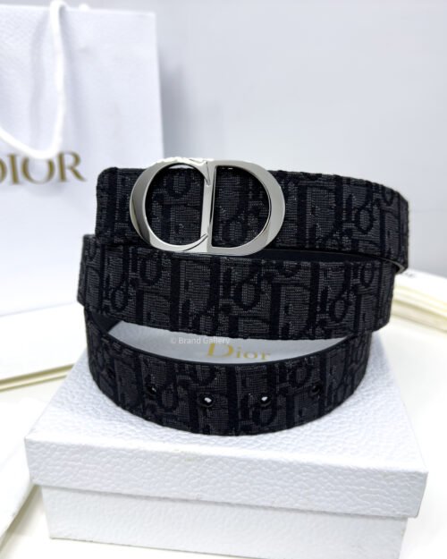 Dior Black Oblique Jacquard 35mm Reversible Belt