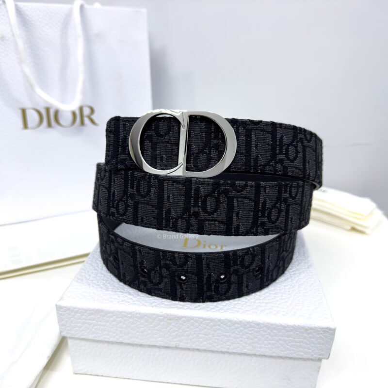 Dior Black Oblique Jacquard 35mm Reversible Belt