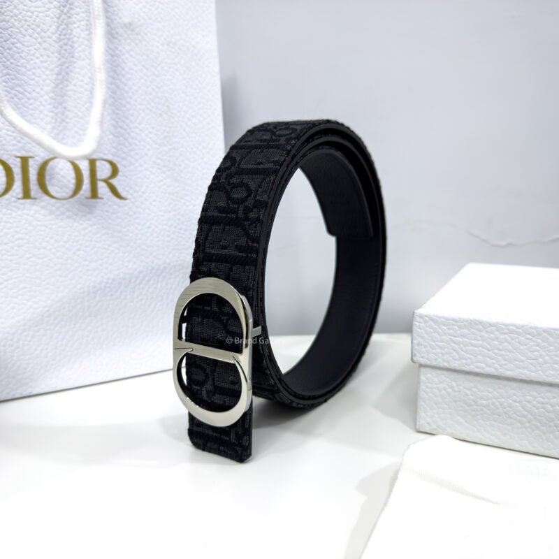 Dior Black Oblique Jacquard 35mm Reversible Belt