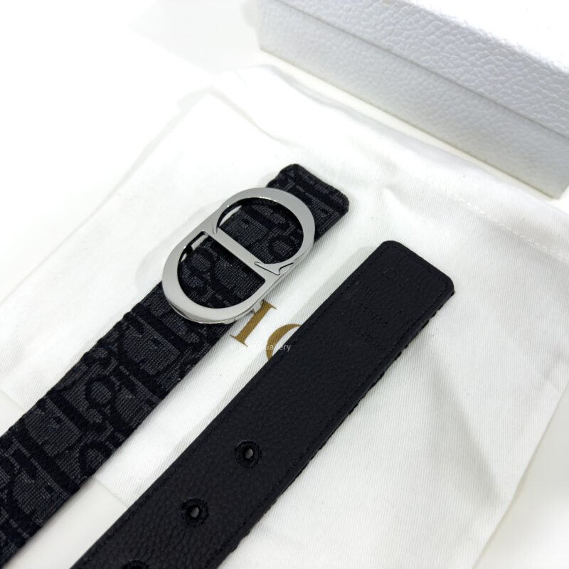 Dior Black Oblique Jacquard 35mm Reversible Belt
