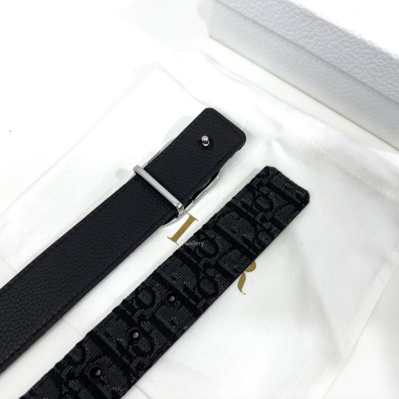 Dior Black Oblique Jacquard 35mm Reversible Belt