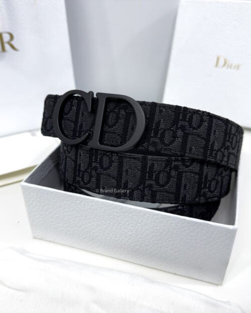 Dior Black Oblique Jacquard 35mm Reversible Belt