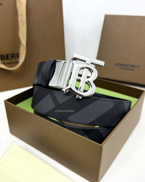 Burberry Grey Check/Black 35mm Reversible Belt