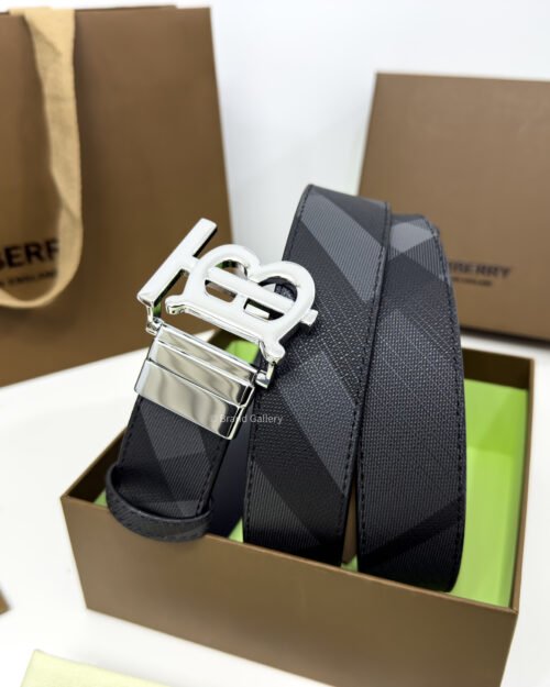 Burberry Grey Check/Black 35mm Reversible Belt