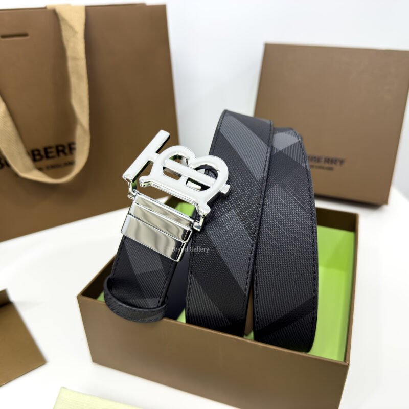Burberry Grey Check/Black 35mm Reversible Belt