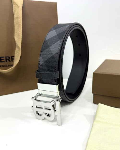 Burberry Grey Check/Black 35mm Reversible Belt