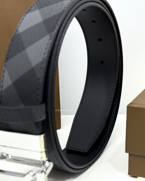 Burberry Grey Check/Black 35mm Reversible Belt