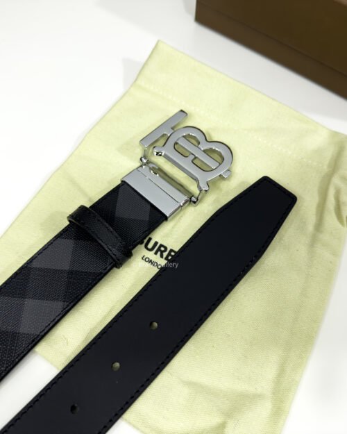 Burberry Grey Check/Black 35mm Reversible Belt