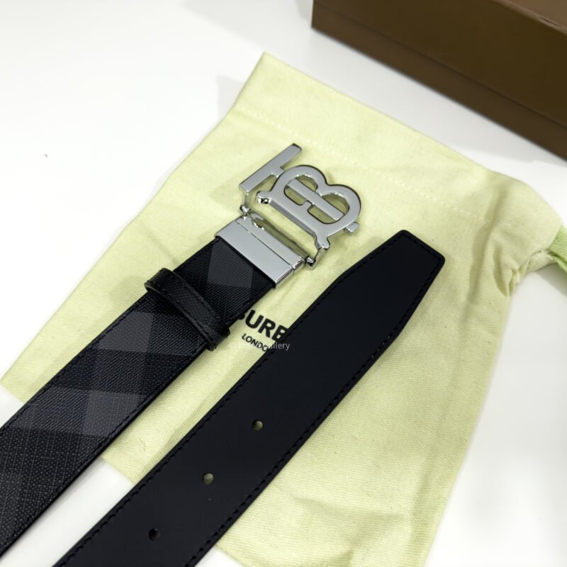 Burberry Grey Check/Black 35mm Reversible Belt