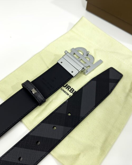 Burberry Grey Check/Black 35mm Reversible Belt
