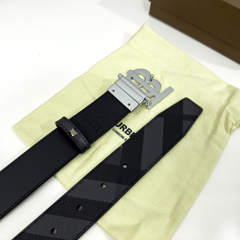 Burberry Grey Check/Black 35mm Reversible Belt