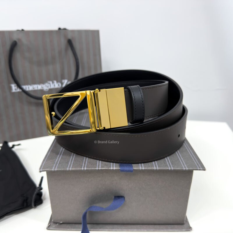 Zegna Gold Z Buckle Brown/Black 35mm Reversible Belt