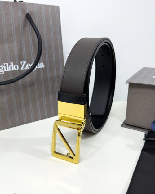 Zegna Gold Z Buckle Brown/Black 35mm Reversible Belt