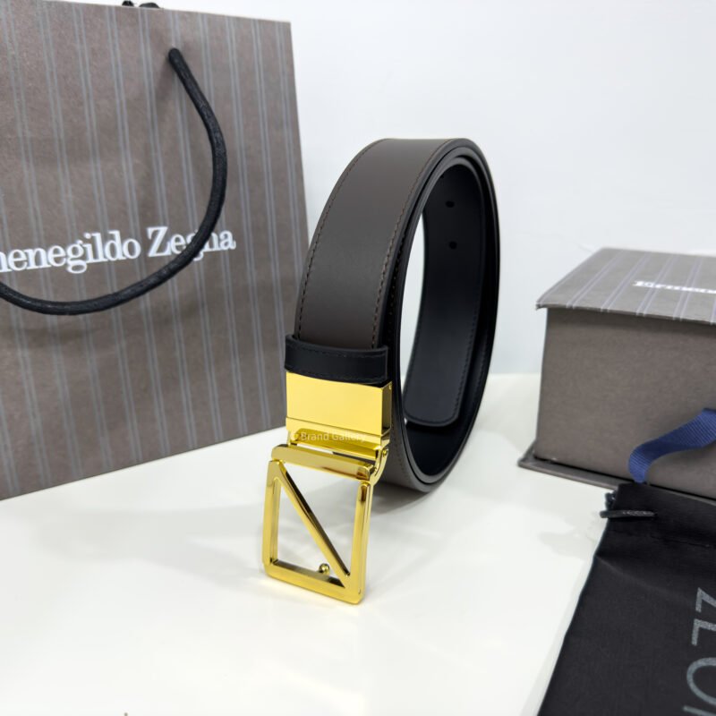 Zegna Gold Z Buckle Brown/Black 35mm Reversible Belt