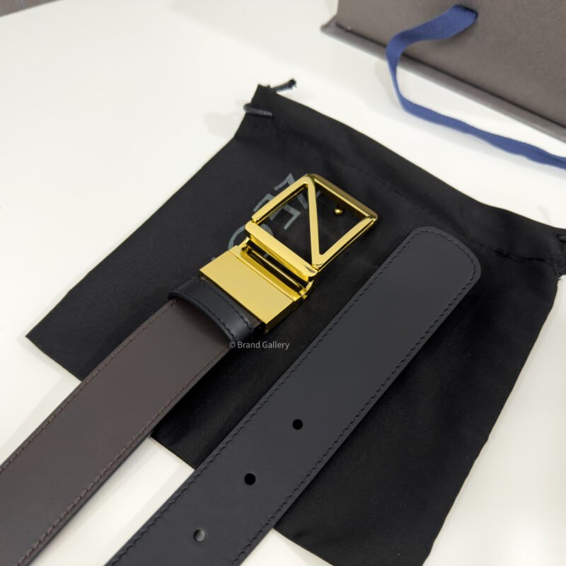 Zegna Gold Z Buckle Brown/Black 35mm Reversible Belt