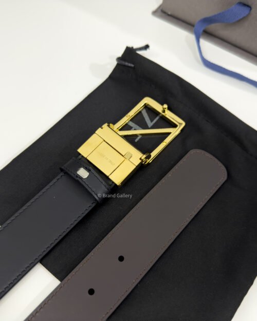 Zegna Gold Z Buckle Brown/Black 35mm Reversible Belt