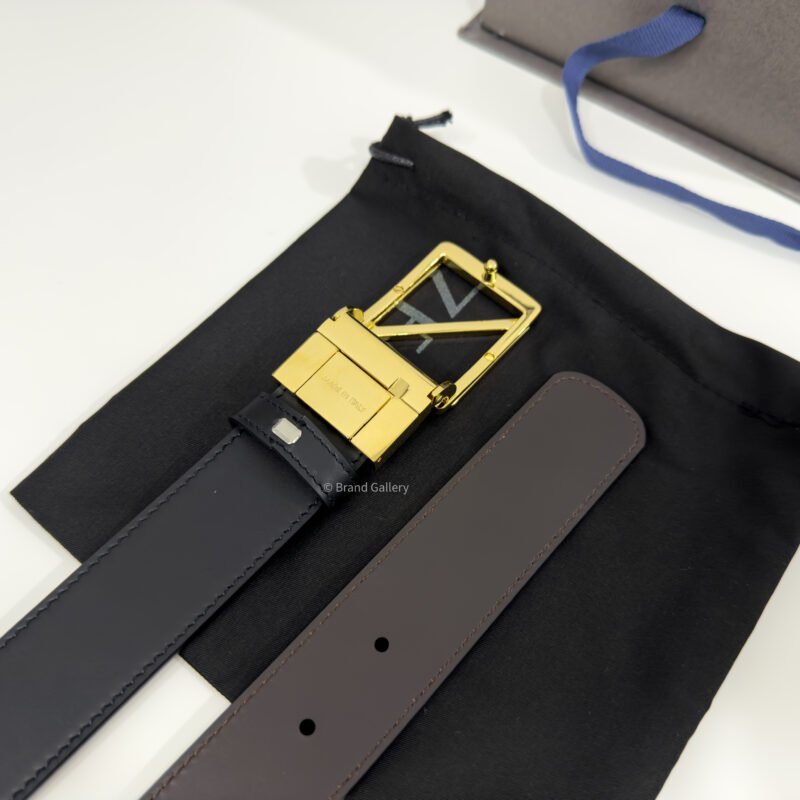 Zegna Gold Z Buckle Brown/Black 35mm Reversible Belt