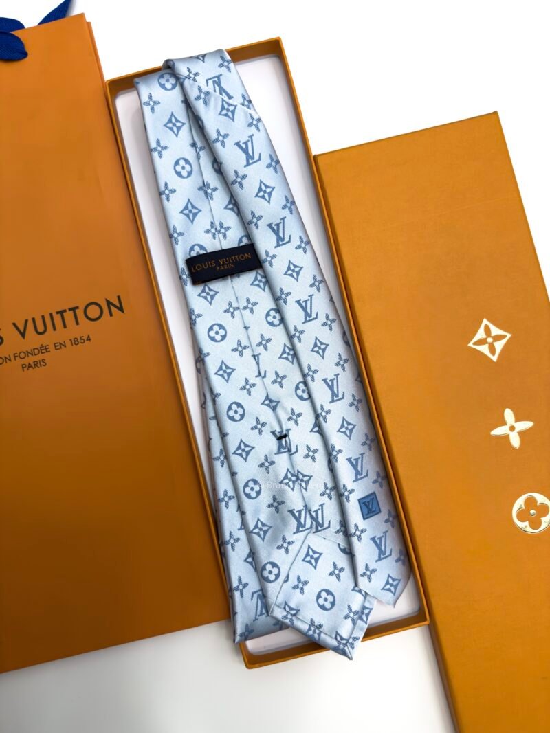 Louis Vuitton Sky Blue Oversize Monogram Shades SILK TIE