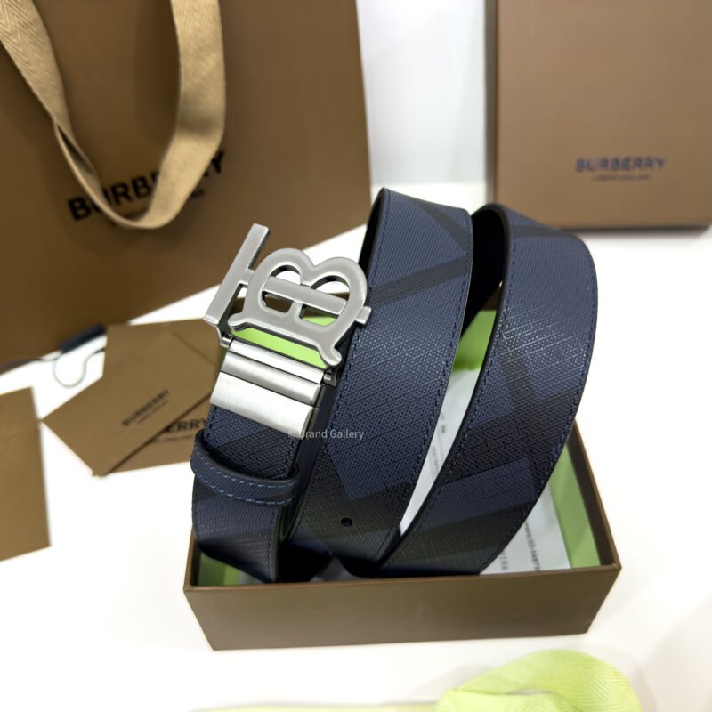 Burberry Gunmetal Navy Check/Black 35mm Reversible Belt