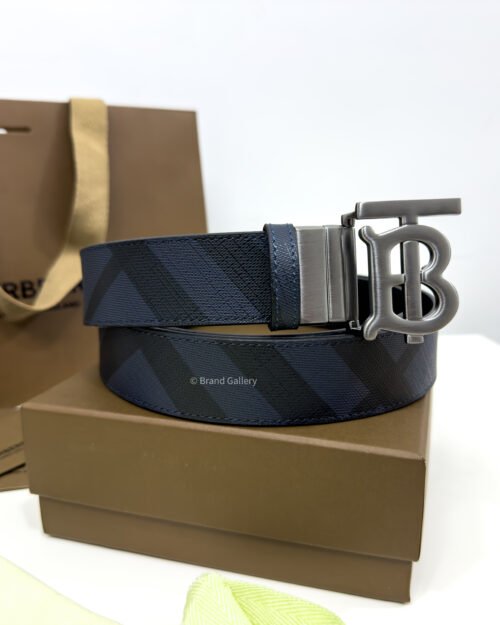 Burberry Gunmetal Navy Check/Black 35mm Reversible Belt