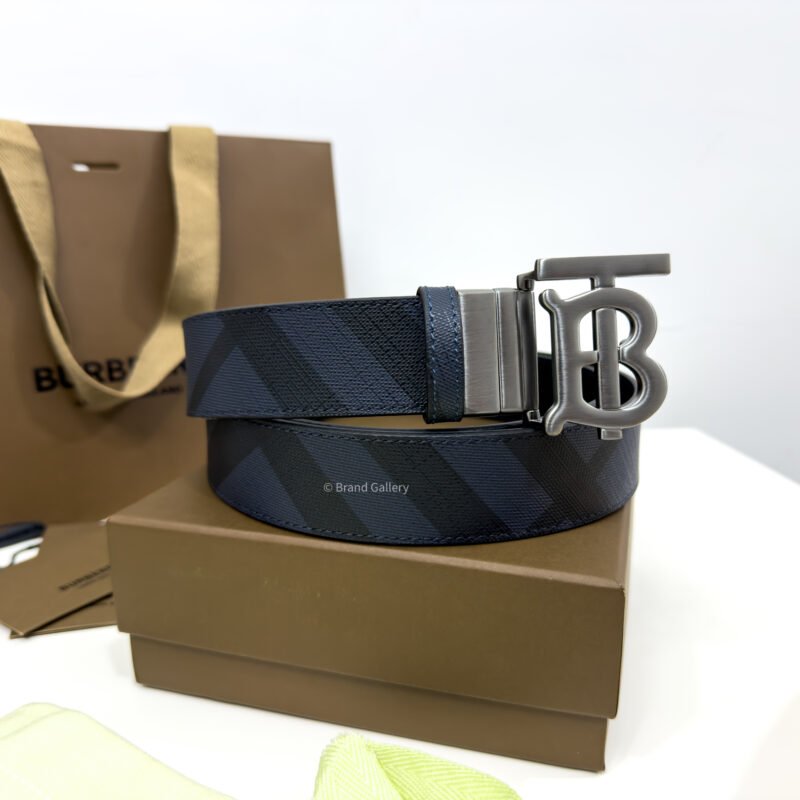 Burberry Gunmetal Navy Check/Black 35mm Reversible Belt