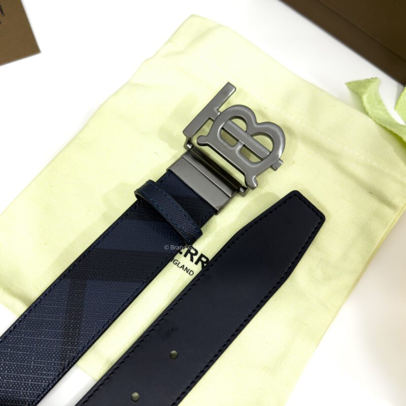 Burberry Gunmetal Navy Check/Black 35mm Reversible Belt