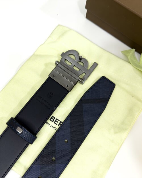 Burberry Gunmetal Navy Check/Black 35mm Reversible Belt