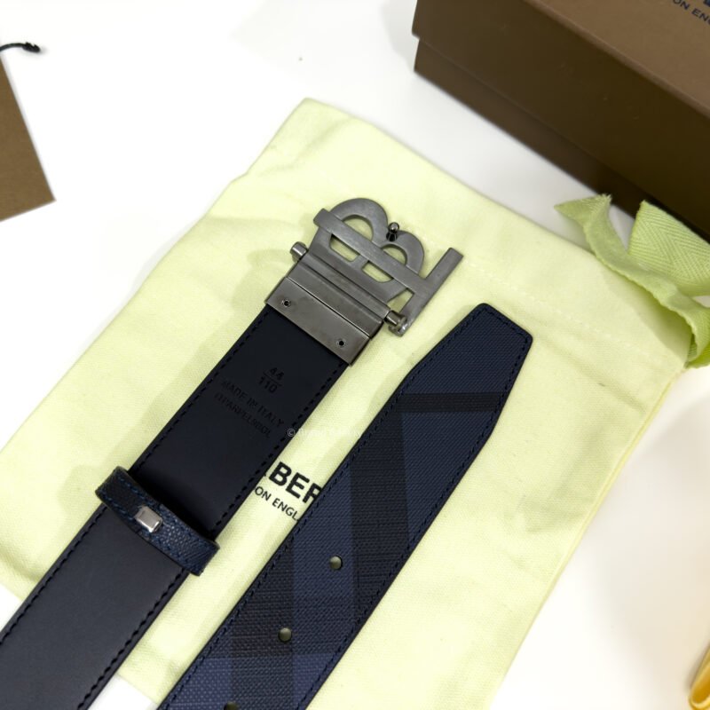 Burberry Gunmetal Navy Check/Black 35mm Reversible Belt