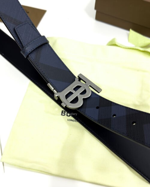 Burberry Gunmetal Navy Check/Black 35mm Reversible Belt