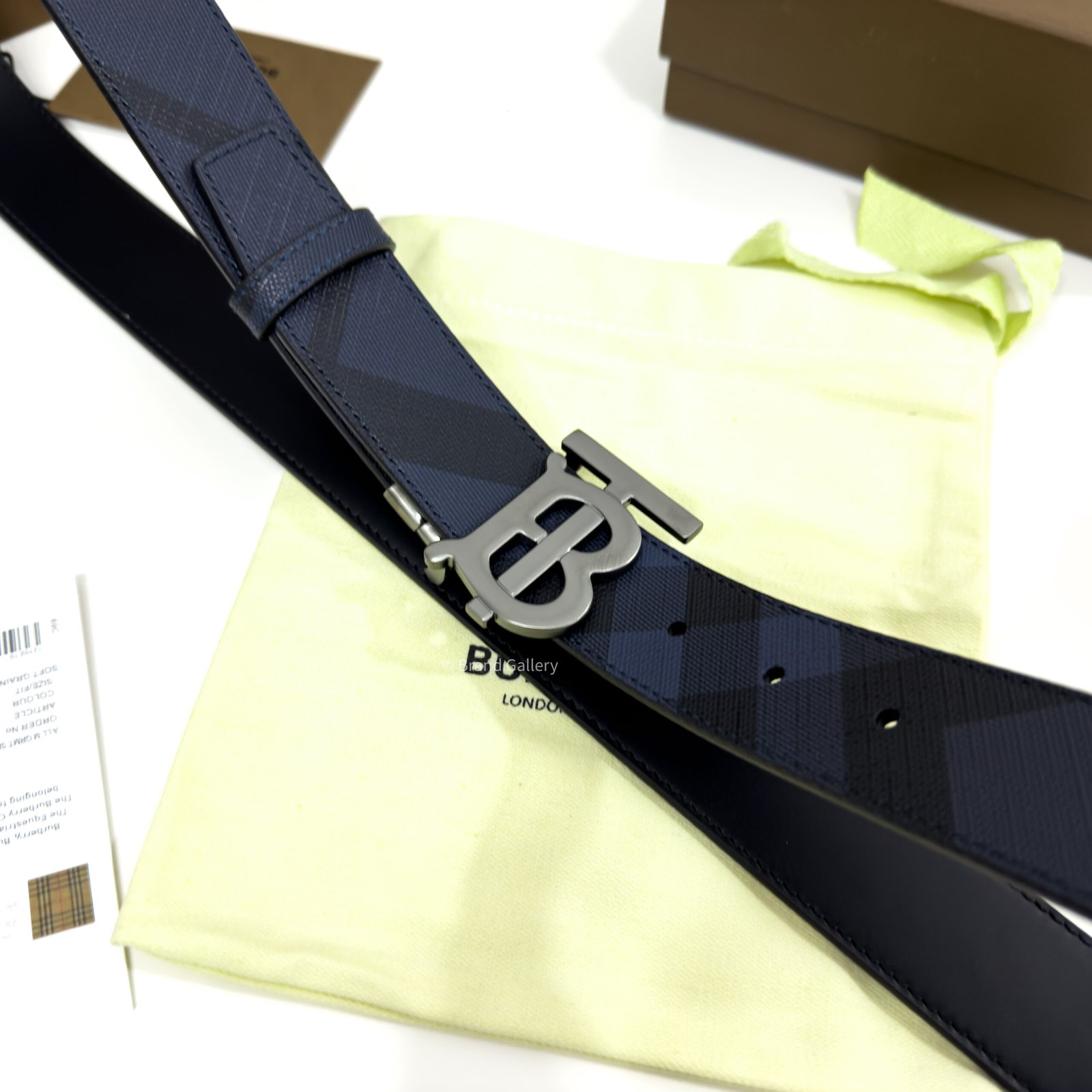Burberry Gunmetal Navy Check/Black 35mm Reversible Belt