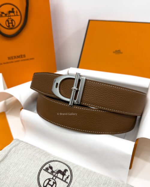 Hermes Neo Etrier Buckle Havan/Black Reversible Belt