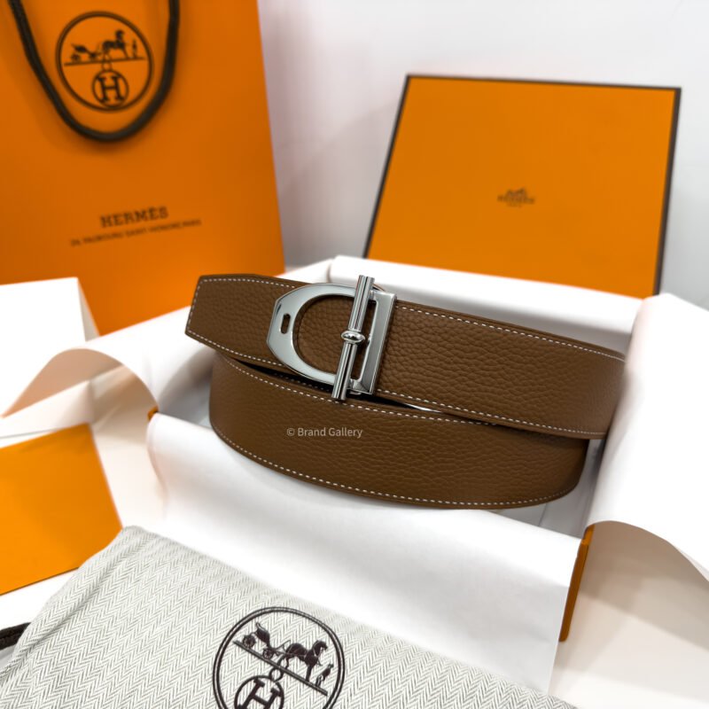 Hermes Neo Etrier Buckle Havan/Black Reversible Belt