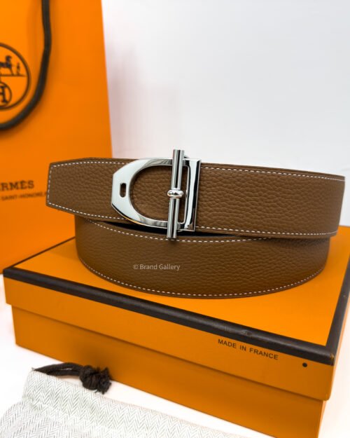 Hermes Neo Etrier Buckle Havan/Black Reversible Belt